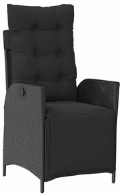 Conjunto de jantar de jardim com 5 peças em rattan preto