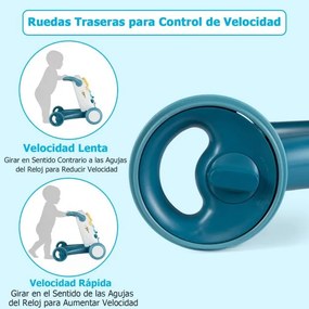 Andador Montessori para Bebés com Música Luzes Classificador Formas Engrenagens Giratórias Azul