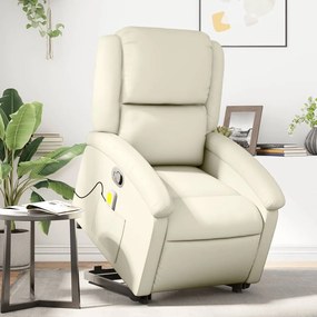 vidaXL Poltrona reclinável de massagens couro artificial cor creme