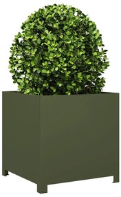 Vaso/floreira de jardim 50x50x50 cm aço verde azeitona
