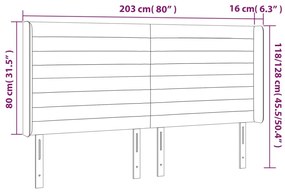 Cabeceira cama c/ abas veludo 203x16x118/128 cm cinzento-claro