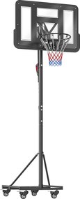 SPORTNOW tabela de Basquetebol para Exterior com Altura Ajustável 235-305 cm Saco de Peso e Rodas Preto | Aosom Portugal