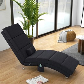 Poltrona de relaxamento ergonómica, com função de massagem e aquecimento, com comando à distância, 56 x 168 x 84 cm, preta