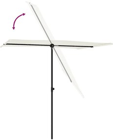 Guarda-sol de jardim c/ poste de alumínio 2x1,5 m branco areia