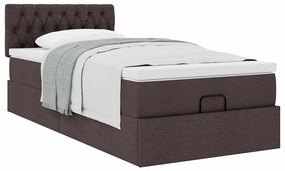 Cama otomana com colchão 100x200 cm tecido castanho escuro