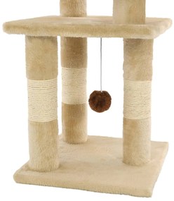 Árvore para gatos c/ postes arranhadores sisal 65 cm bege