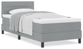 Cama Box Spring com Colchão Cinza Claro 90x200 cm Tecido