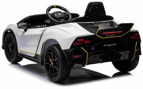 Carro elétrico para Crianças 12v 4X4 Lamborghini Invencible, Rodas de EVA, Assento de couro Branco