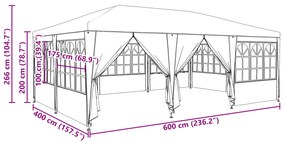 Tenda de Festa com 10 Lados Antracite 6x4 m PE