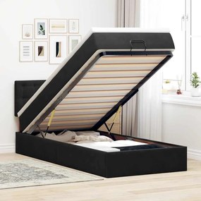 vidaXL Cama otomana com colchão & LEDs 80x200cm veludo preto