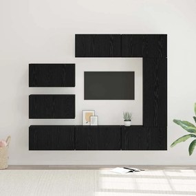 vidaXL Conjunto de móvel de TV 8 pcs Carvalho preto 30.5 x 30 x 90 cm