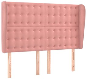 Cama box spring c/ colchão/LED 140x200 cm veludo rosa