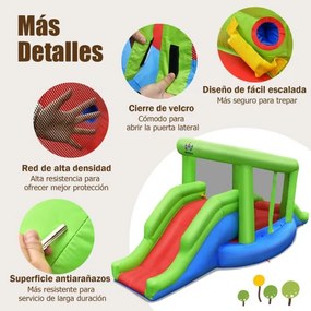 Castelo Insuflável com 2 Escorregas e Cesto de Basquetebol Sem ventilador 410 x 190 x 197 cm