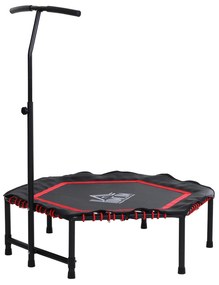 HOMCOM Trampolim de Fitness Profissional Hexagonal Φ122x 122/130/138 cm Guiador Ajustável 3 Níveis de Altura Vermelho