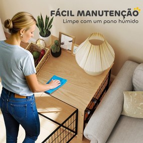 PawHut Gaiola para Cães Mesa Auxiliar Moderna Casa para Animais com 2