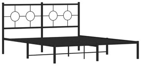 Estrutura de cama em metal com cabeceira 150x200 cm preto