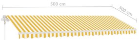 Toldo autom. LED e sensor de vento 500x300 cm amarelo/branco