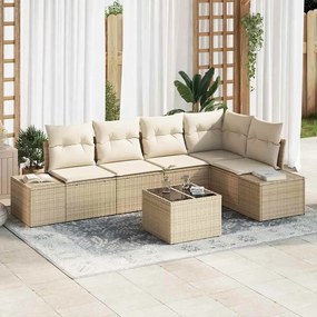 vidaXL Conjunto de Sofá de Jardim de 6 Peças com Almofadas em Polirattan Marrom