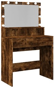 Toucador com LED 80x41x134,5 cm cor carvalho fumado