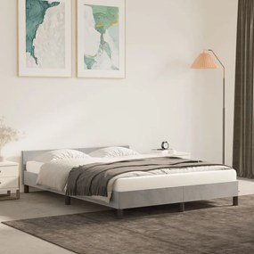 Estrutura de cama c/ cabeceira 140x190 cm veludo cinzento-claro