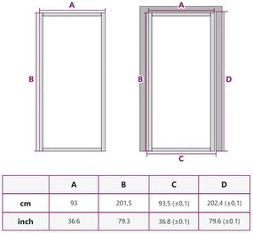 Porta interior 93x201,5 cm vidro temperado e alumínio dourado