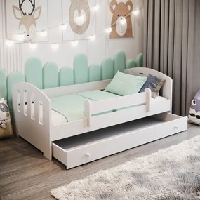 Cama infantil Felix branca 160x80 com gaveta - estrado e colchão incluído