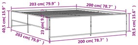 Estrutura de cama 200x200cm derivados madeira/metal