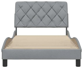 Estrutura de cama sem colchão 100x200 cm tecido cinzento-claro
