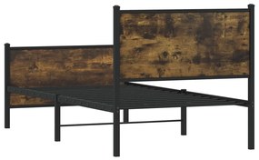 Estrutura de cama sem colchão 90x200 cm metal carvalho fumado