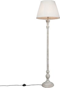 Candeeiro de pé inteligente Cinzento com Abaajur Plissado Branco incl. Wifi A60 - Classico