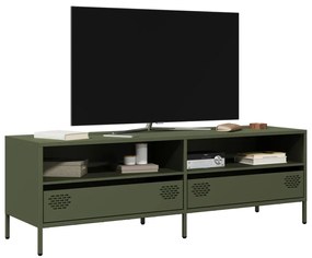 vidaXL Móvel de TV 135x39x43,5 cm aço laminado a frio verde-azeitona