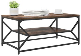 mesa de centro com prateleira carvalho defumado 90x50x40 cm madeira de