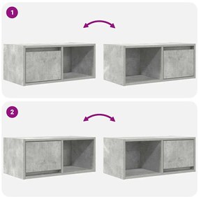 Móveis de TV 2pcs 60x31x25,5cm madeira processada cinza cimento