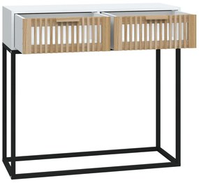 Mesa consola 80x30x75 cm derivados de madeira e ferro branco