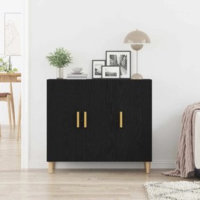 Aparador vidaXL Preto Carvalho 90x34x80 cm Madeira de Engenharia