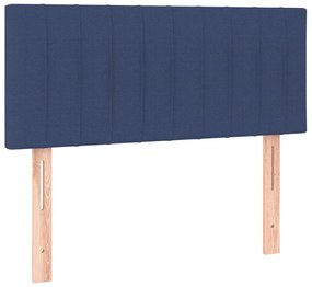 Cama box spring c/ colchão e LED 90x200 cm tecido azul