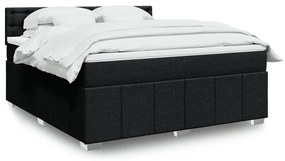 vidaXL Cama com molas/colchão 180x200 cm tecido preto