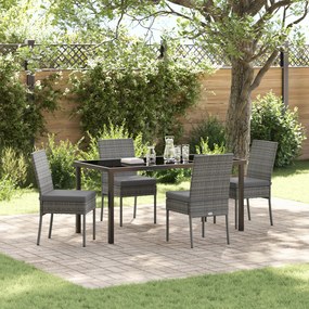 vidaXL Conjunto de Jantar de Jardim 5 Peças Cinza Rattan Sintético