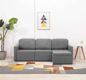 vidaXL Sofá-cama modular de 3 lugares tecido cinzento-claro