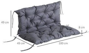 Almofada para Banco com Encosto 100x98x8cm Almofada de Banco de 2 Luga