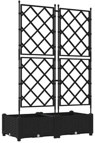 Jardineira com Treliça 2 pcs Preta 80x40x125.5 cm