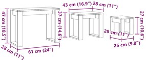Mesas de encastrar 3 pcs derivados de madeira madeira velha