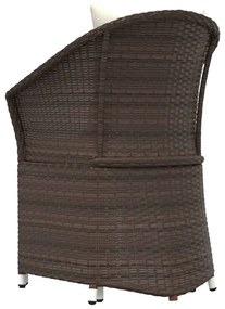 2 pcs conjunto lounge de jardim c/ almofadões vime PE castanho