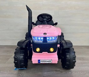 Trator Eléctrico para Crianças 4200 12V 2.4G, com Reboque  Rodas de borracha anti-furos e Assento em pele sintética Rosa