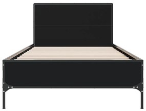 Estrutura de cama 75x190 cm derivados de madeira e metal preto