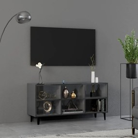 vidaXL Móvel de TV c/ pernas em metal 103,5x30x50cm cinzento brilhante