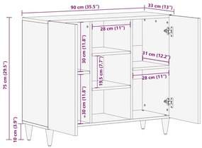 Sideboard 90x33x75 cm em Madeira Maciça de Manga