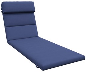 Outsunny Almofada para Espreguiçadeira 196x63x6 cm Almofada Espreguiçadeira de Algodão com Tecido Repelente à Água Azul | Aosom Portugal