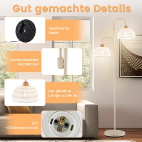 Luminária de chão com 3 lâmpadas E26 A19 e abajur ajustável, haste de metal resistente e base pesada dourada