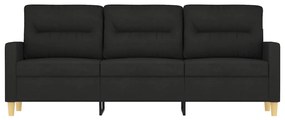 Sofá de 3 lugares tecido 180 cm preto